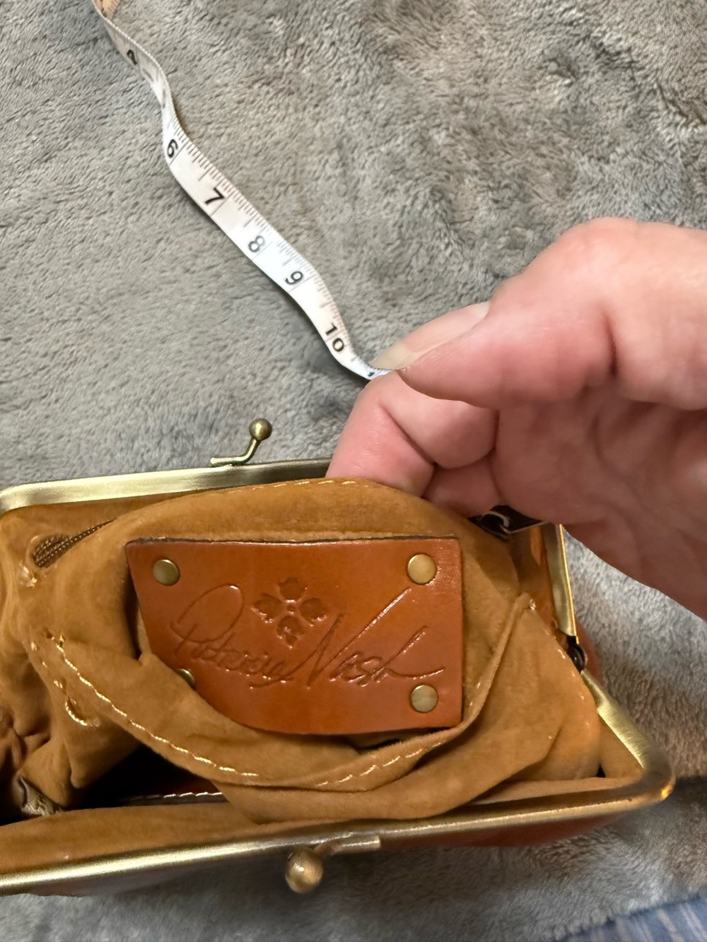 Patricia Nash Cognac Kiss-Lock Leather Wristlet - Picture 4 of 5
